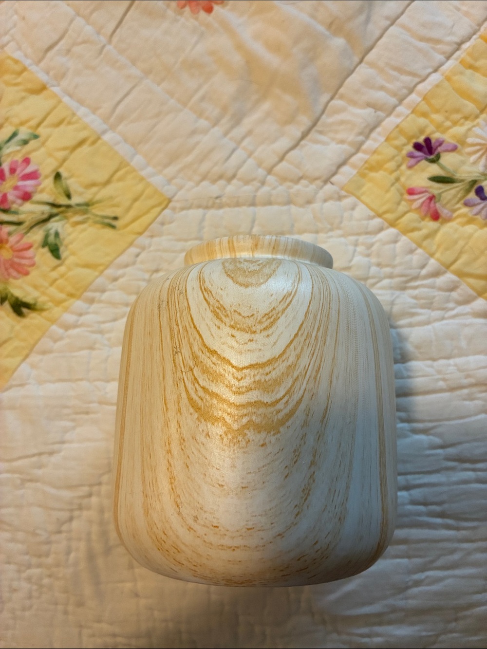 Cream Wood-Grain Decorative Vase by